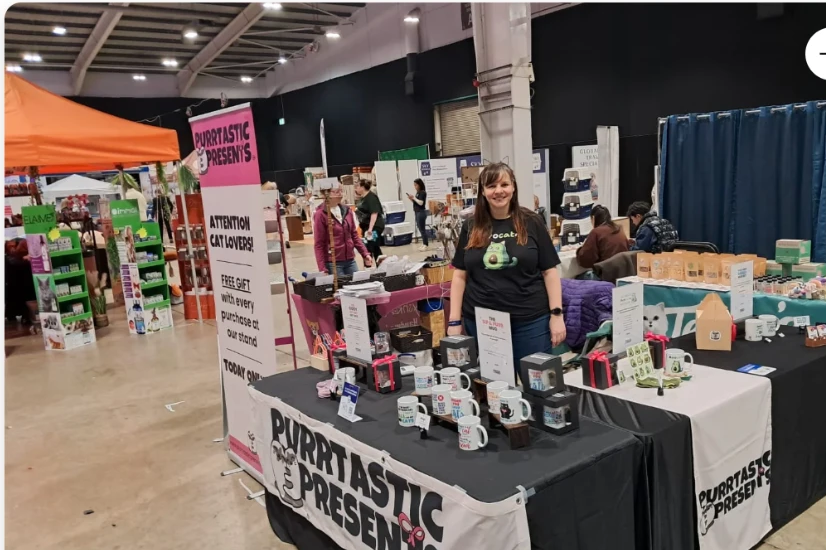 Nicola at the Purrtastic Presents stand at the 2025 GCCF Supreme Cat Show